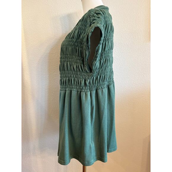 LULAROE Kaylin Cardigan Green Smocked Short Sleeve Fall Layering | Medium - Picture 6 of 7